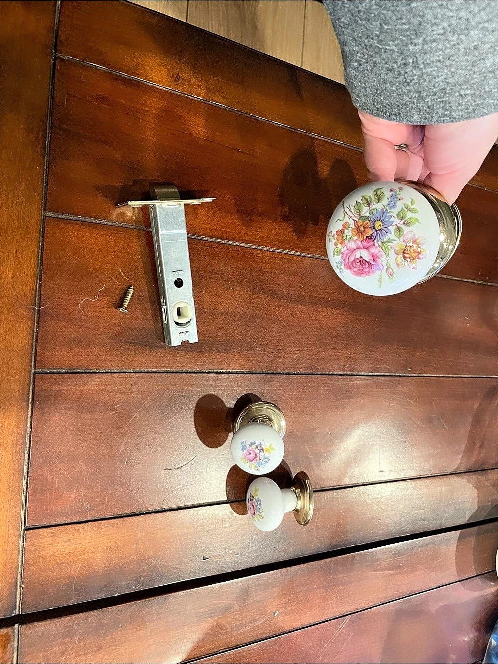 Floral Ceramic Door Knob and Drawer Pull Set